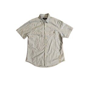 Ralph Lauren Slim Fit Oxford Shirt Blue Short Sleeve Mens Size Large Polo Logo